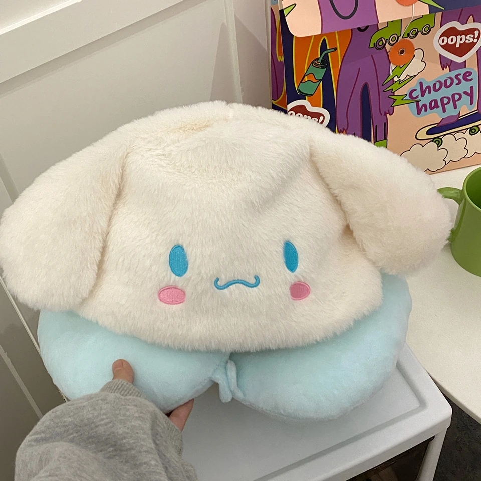 Cartoon My Melody U-shaped Hooded Neck Pillow Cinnamoroll Travel Blackout Nap Pillow Office Japanese style Pillow With Hat 5
