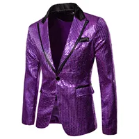 Shiny Shawl Collar Sequins Blazer Jacket for Men Night Club Party Graduation Men Suit Blazer Homme Costume Stage Wear for Singer 1