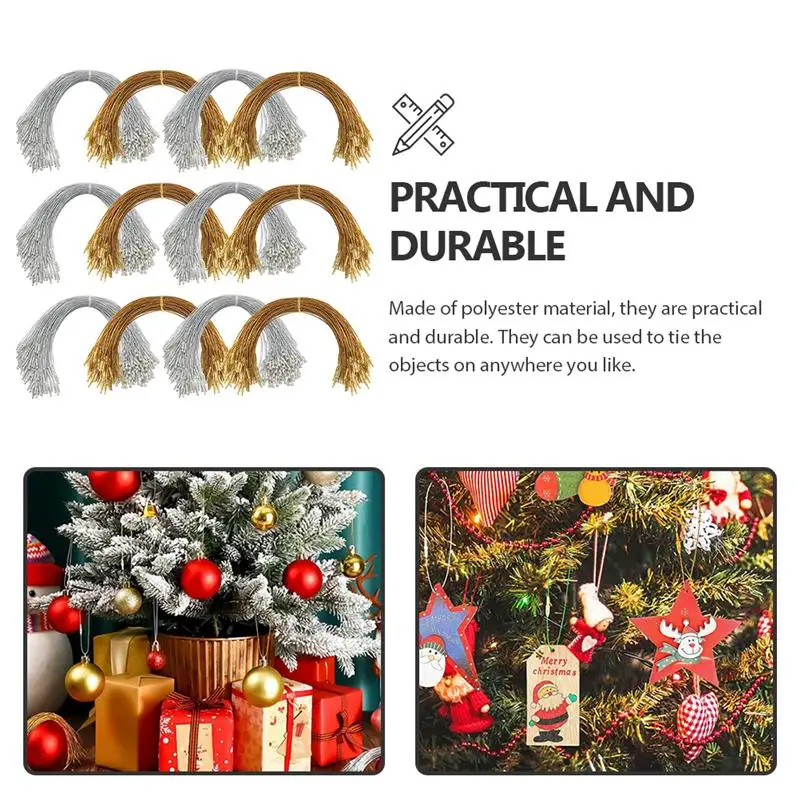 200 Pcs Christmas Ornaments Hangers Hanging Tag Ropes Clothing Tag Ropes Sub Gold Thread Rope Clothing Decor Hanging Rope