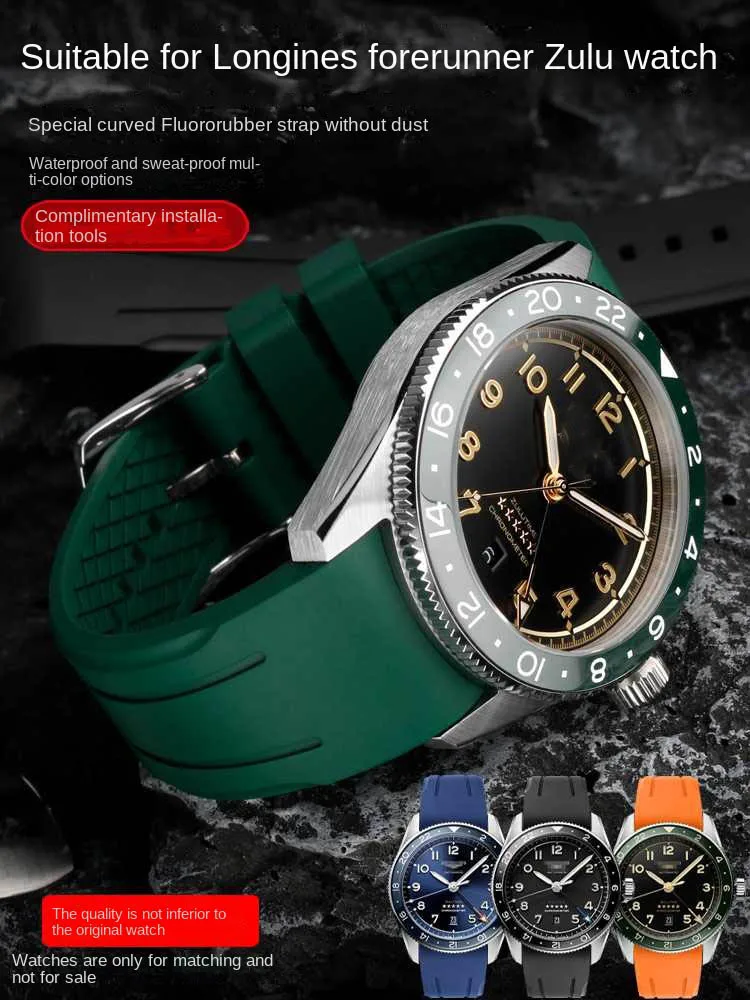 

Premium-Grade New Curved End Fluorine Rubber Watch Strap FOR Longines Seiko watch 20mm 22mm New Design FKM Rubber Watch Band