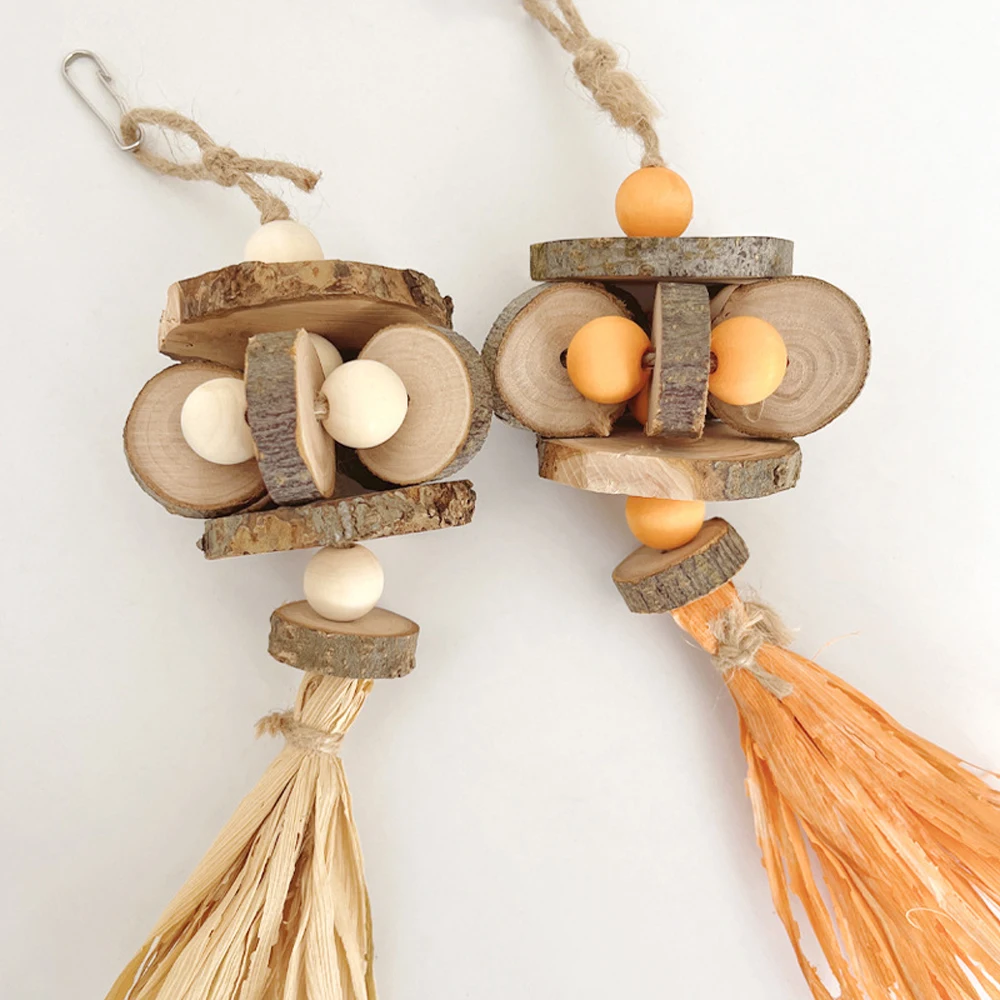 1 pc Wood Bird Chewing Toys Parrot Shredder Bite Hanging Toy Swing Toys for Pet Bird Cockatiel Budgies Lovebird Cage Supplies 6