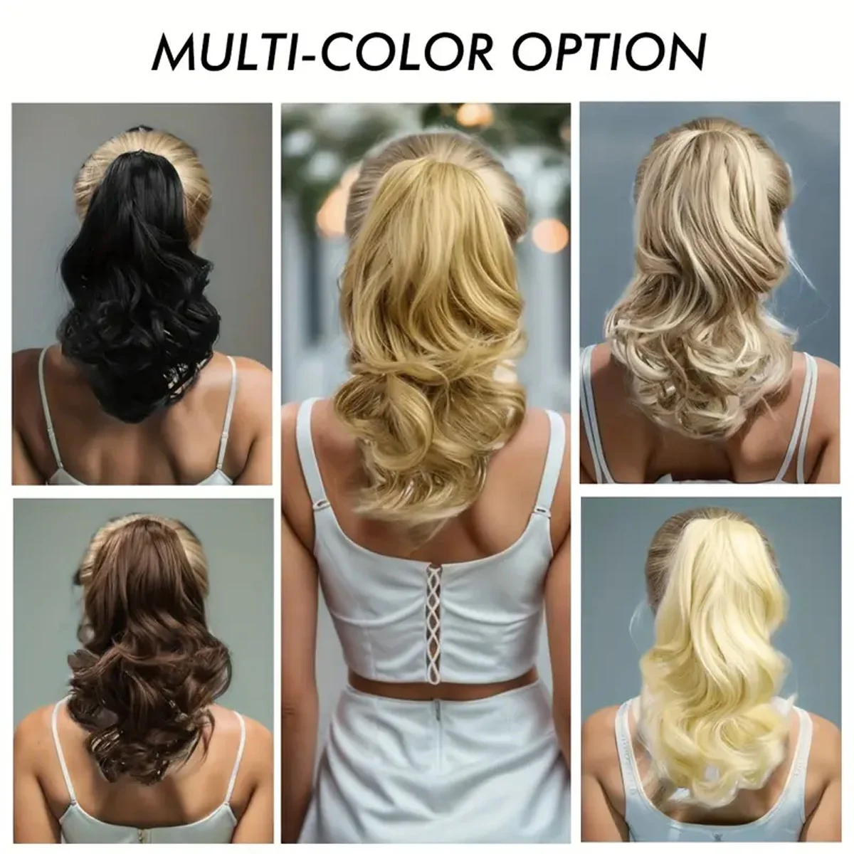 12 inch curled edge detachable claw clip ponytail extension synthetic wave fluffy drawstring claw clip style ponytail fake hair extensions