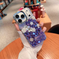 Glamorous Glitter Butterfly Flower Protective Phone Case - iPhone 15 (Violet Diamond)