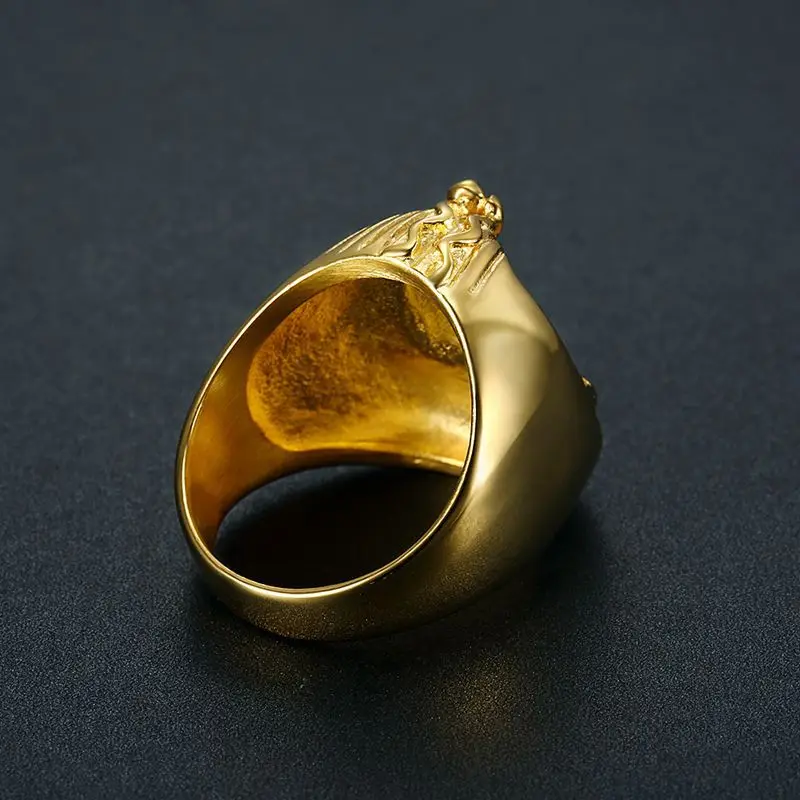الهيب هوب 316L الفولاذ المقاوم للصدأ الذهب اللون كبير المصري فرعون خواتم للرجال روك رجالي الخاتم فنجر مجوهرات هدية الولايات المتحدة 8 -13 حجم