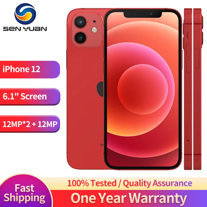 

Original iPhone 12 5G 64GB/128GB/256GB LTE Mobile Phone IOS A14 Bionic Hexa Core 6.1'' Dual 12MP Face ID e-Sim 4GB RAM NFC