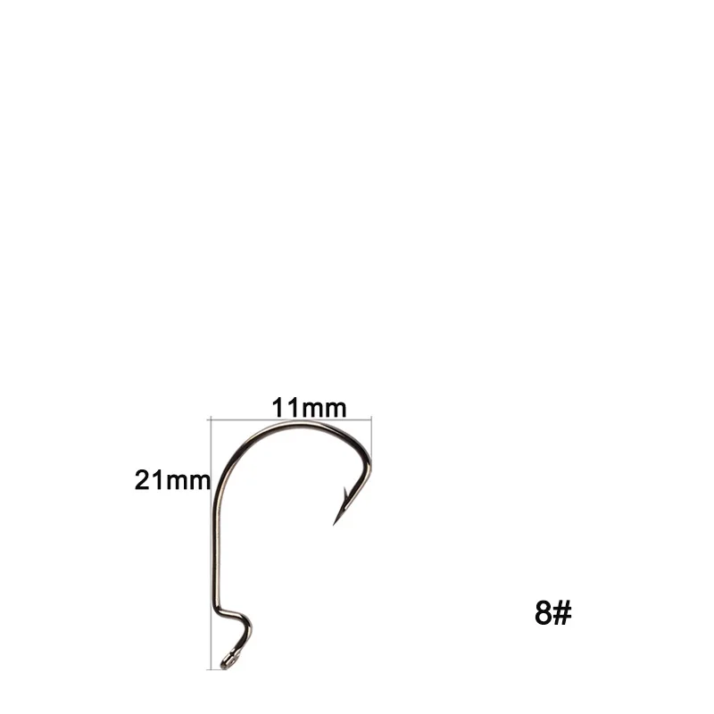 Description Picture 6 of item50Pcs/Lot Fishing Hook Soft Worm Hooks High Carbon Steel Wide Super Lock Fishhooks Offset Hook 8#-5/0 Hamecon Texan