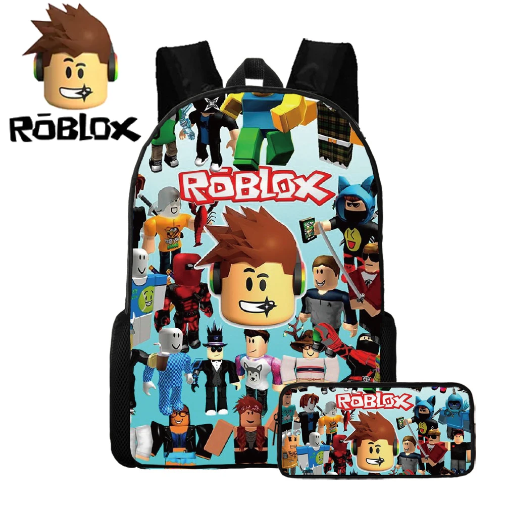 

2PC-SET Roblox Students Schoolbag Children's Backpack Children's Backpack Schoolbag Boys and Girls Backpack Lightening