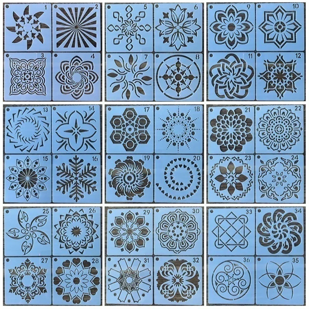 Mandala Wall Painting Stencils - 36 DIY Art Templates for Creative Crafts