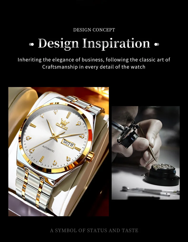 OLEVS 9811 Luxury Waterproof Luminous Mechanical Watch description image 2