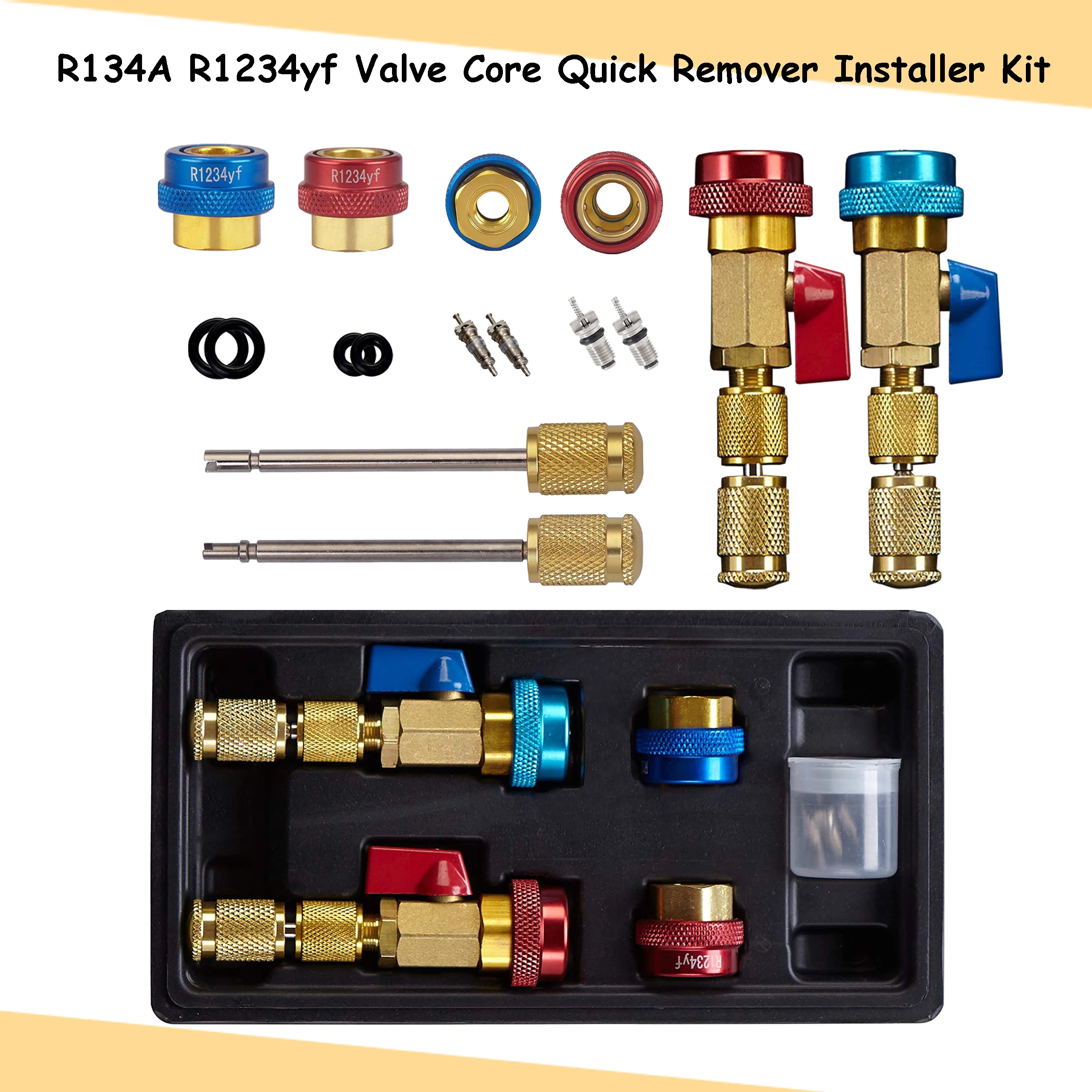 Automotive AC R134a R1234yf Valve Core Remover Installer Tool Set Air Condithoning Valve Core Remover Tool