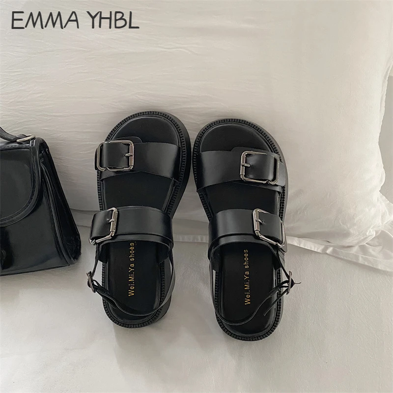 

Black Thick Soled Raised Sandals Women 2022 Summer New Roman Fashion Student Comfortable Sandals Platform Shoes Open Toe Shoes