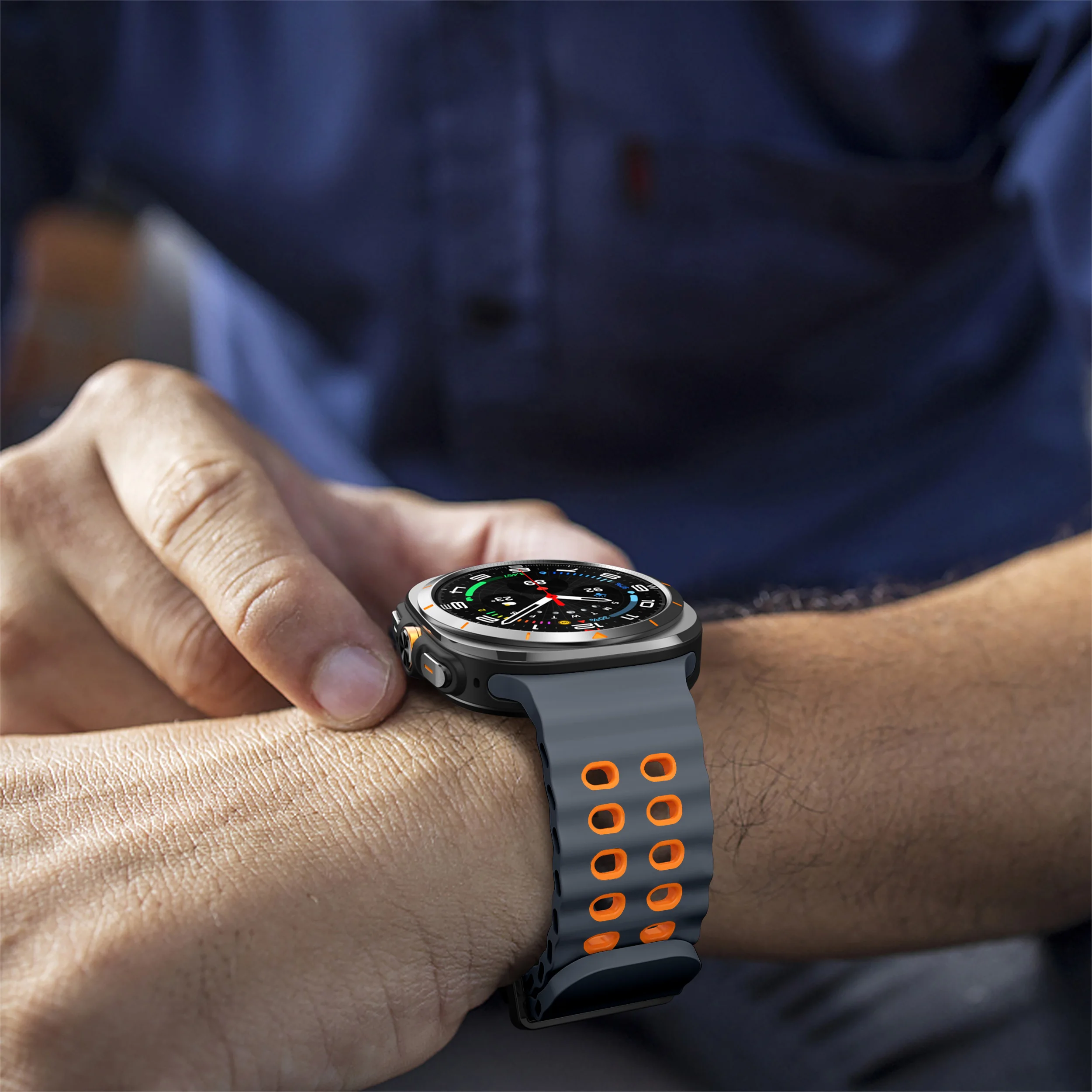 Two-Tone Sports Silicone Watch Band - Ultra Marine Bracelet Strap