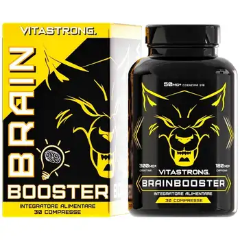 Vitastrong Brain Booster, Nootropico Potente con Acido Pantotenico per Prestazioni Mentali, Complex di Caffeina Integratore, Biotina, Carnitina, Coenzima Q10, Vitamina B6, Vitamina B12 e Acido Folico