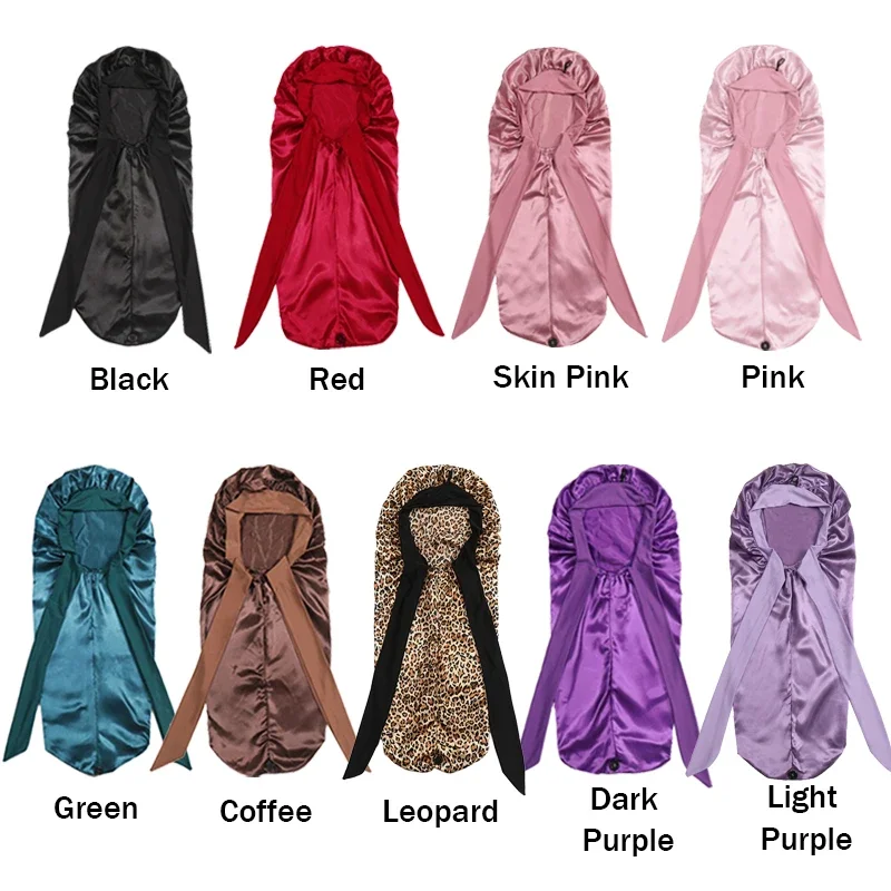 Adjustable Satin Hair Bonnet with Bow – Colorful Long Tube Cap for Sleeping, Perming & Heat Therapy, Soft Sleep Cap for Women
