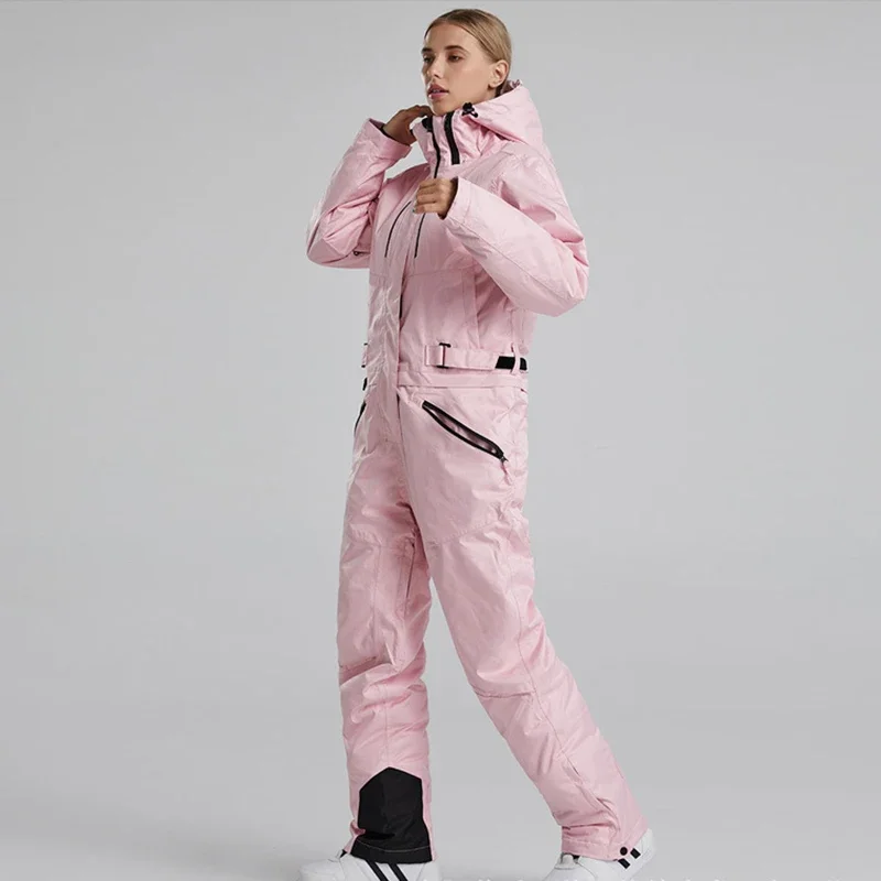 Winter Ski Suit Women Snowboard Jacket Men One-Piece Ski Suit Thickened Warm Overalls Breathable Waterproof Set