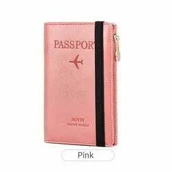 Sleek RFID Blocking Passport Holder - Versatile Travel Wallet with Card and Cash Slots (Pink)