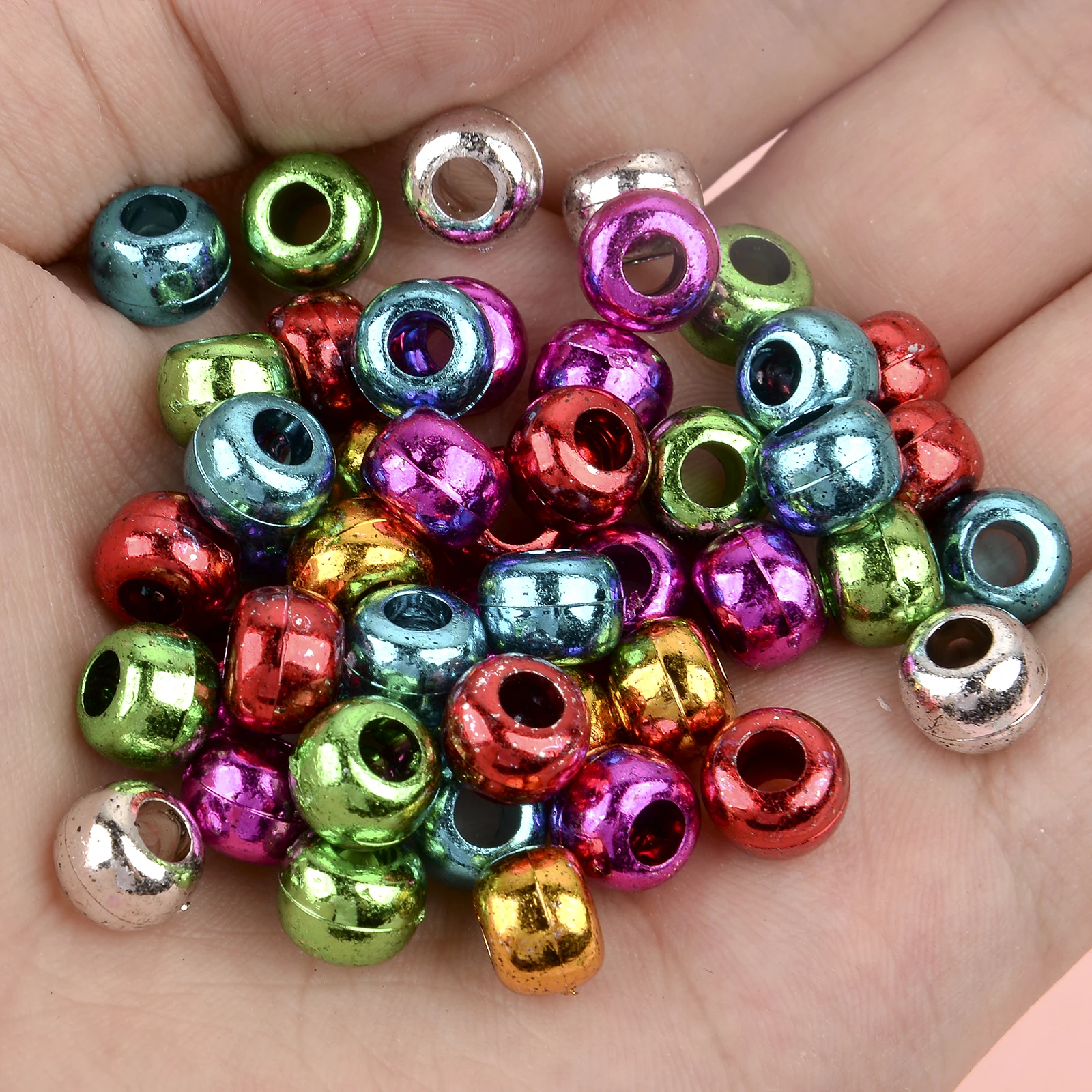 1000+ pcs Pony Beads, Multi-Colored Bracelet Beads, Beads for Hair Braids,  Beads for Crafts, Plastic Beads, Hair Beads for Braids 6x9mm（Purple and