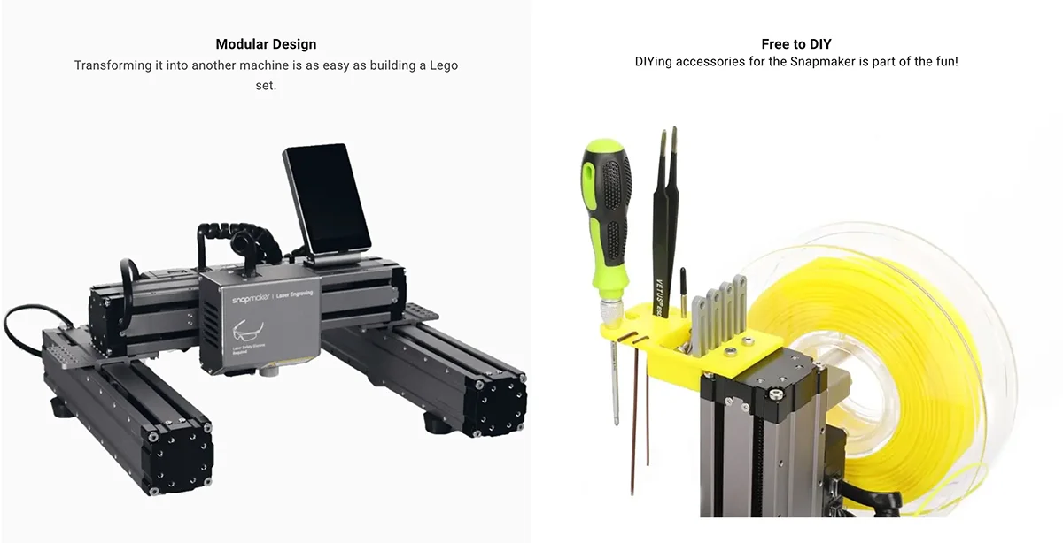 Snapmaker Original 3-in-1 3D Printer Laser Engraver CNC Metal 3D Printing Machine Modular High Speed Home DIY 3D Printers Kit