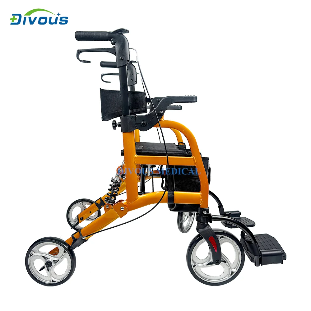 Aluminum Alloy Ultra light Disability Walking Aids Folding Walker Adult Rollator for Elderly 4
