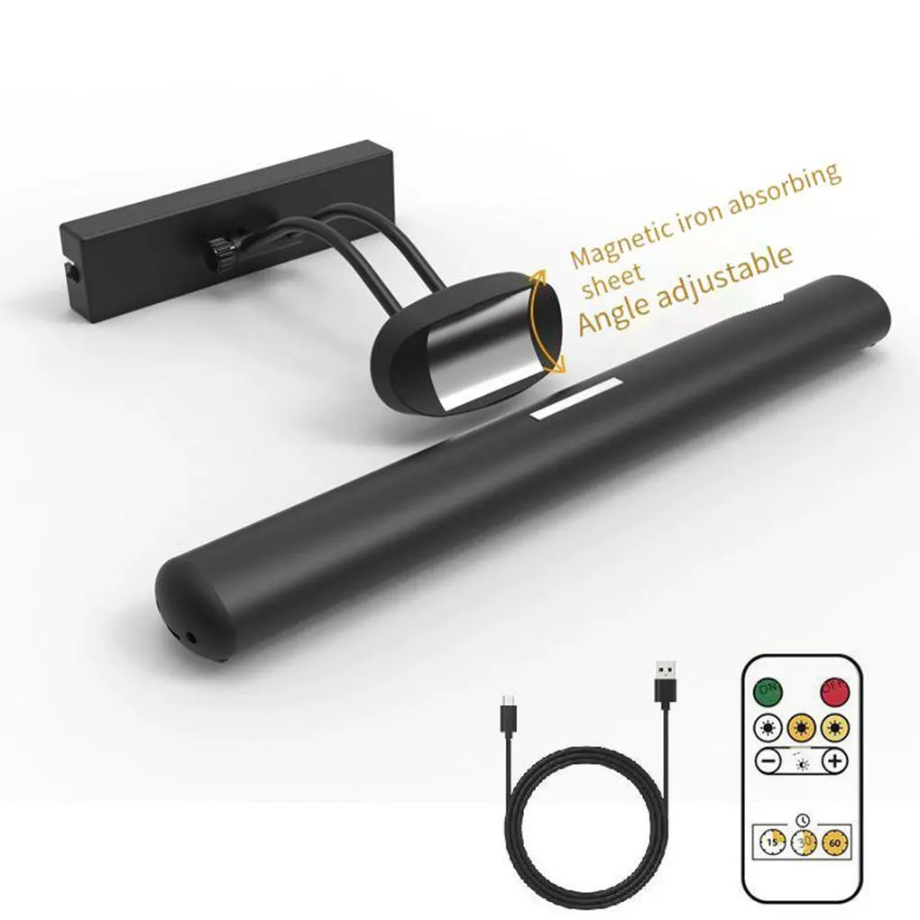 Dimmable Picture Light Wireless Rechargeable Battery Wall Light with Remote Metal Art Light for Display, Wall, Artwork, Gallery