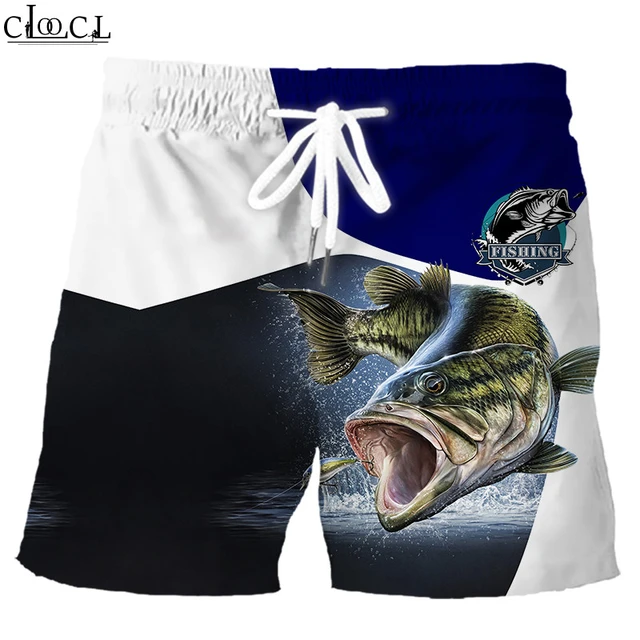 Popular Bass Carp Fishing 3D printed men's summer fashion shorts