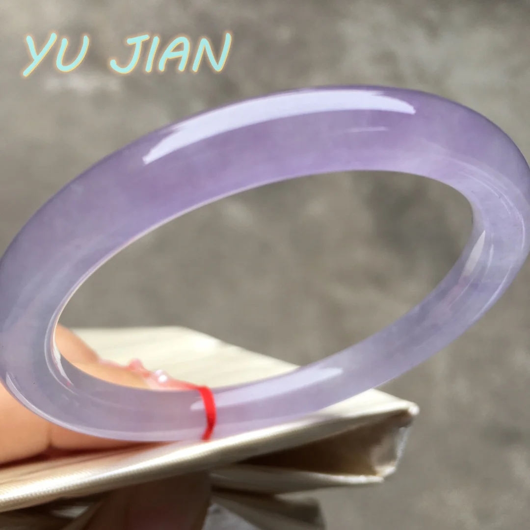Rare A Grade Jadeite Ice-through Perfect Ice Violet Elegant Charming Bangle Small Mouth Thin Round Bracelet Perfect Jade Jewelry