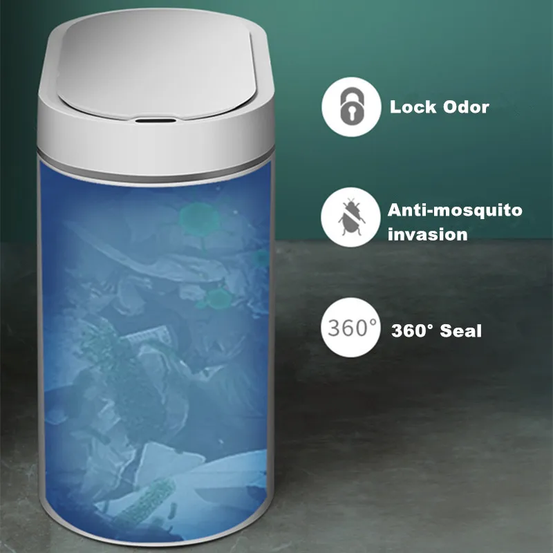 Trash Can Smart Sensor Trash Can For Kitchen Bathroom Toilet Automatic Induction Waterproof Wastebasket Garbage Bin With Lid 7/8L Dustbin