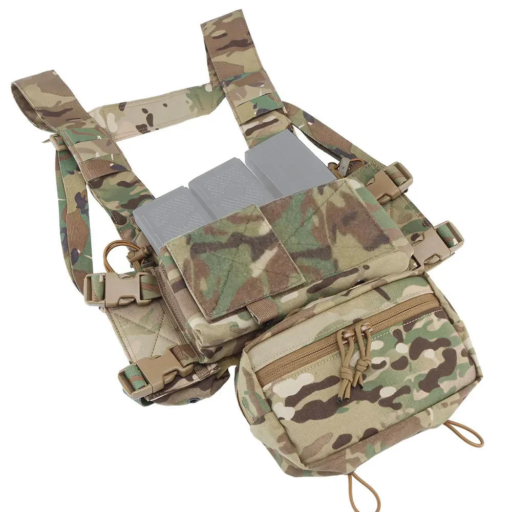 Aparejo de pecho táctico con soporte de bolsa de revista 5,56/7,62, bolsa de pistola/ala, bolsa colgante Molle