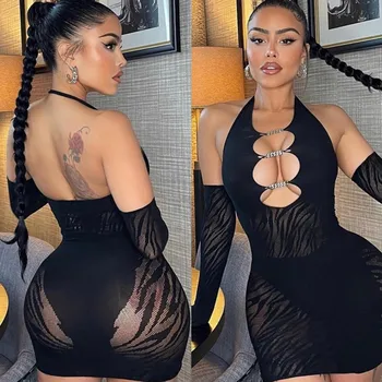 Fishnet Short Dress Sexy Lingerie For Women Wrap Hip Skirt Babydoll Sleepwear Fishnet Short Net Skirt Sexiest Slim Mini Dress