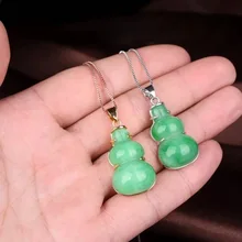  Carved Natural Green Jade Gourd Pendant Chinese Love Necklace Charm Jadeite Jewellery Fashion Lucky Man Woman Amulet Gifts 