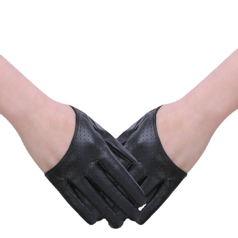 Gants de pêche nocturne DS femme - Cuir multicolore souple pour performances scéniques et danse hip-hop