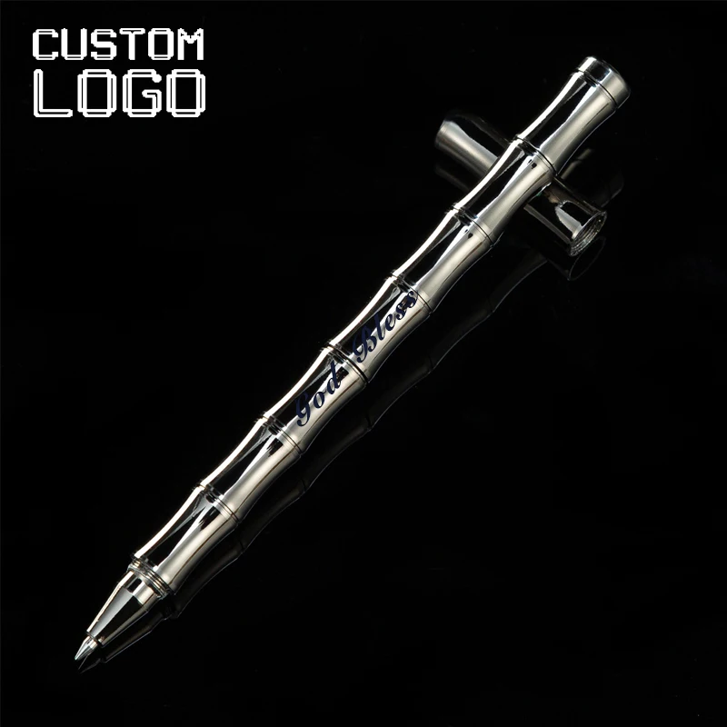 Creative Customized LOGO Bamboo Metal Neutral Pen Business Office Supplies School Teacher Student Stationery Gift Ballpoint Pen