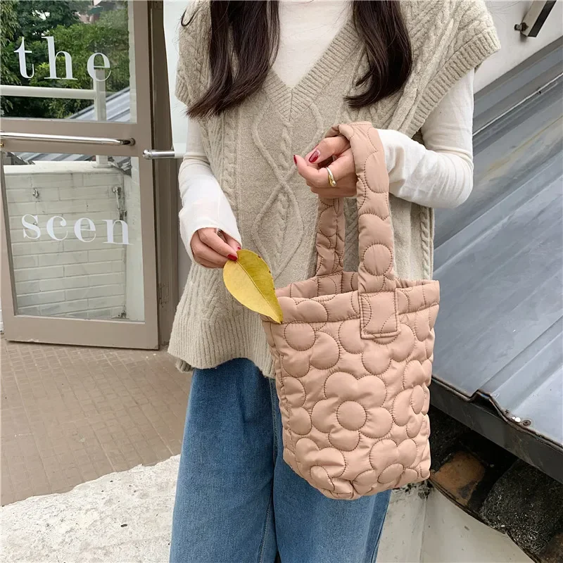 Candy Color Women Quilted Bucket Bag Sweet Student Girls Small Shoulder Bags  Cute Flower Embroidery Female Clutch Purse Handbags - AliExpress
