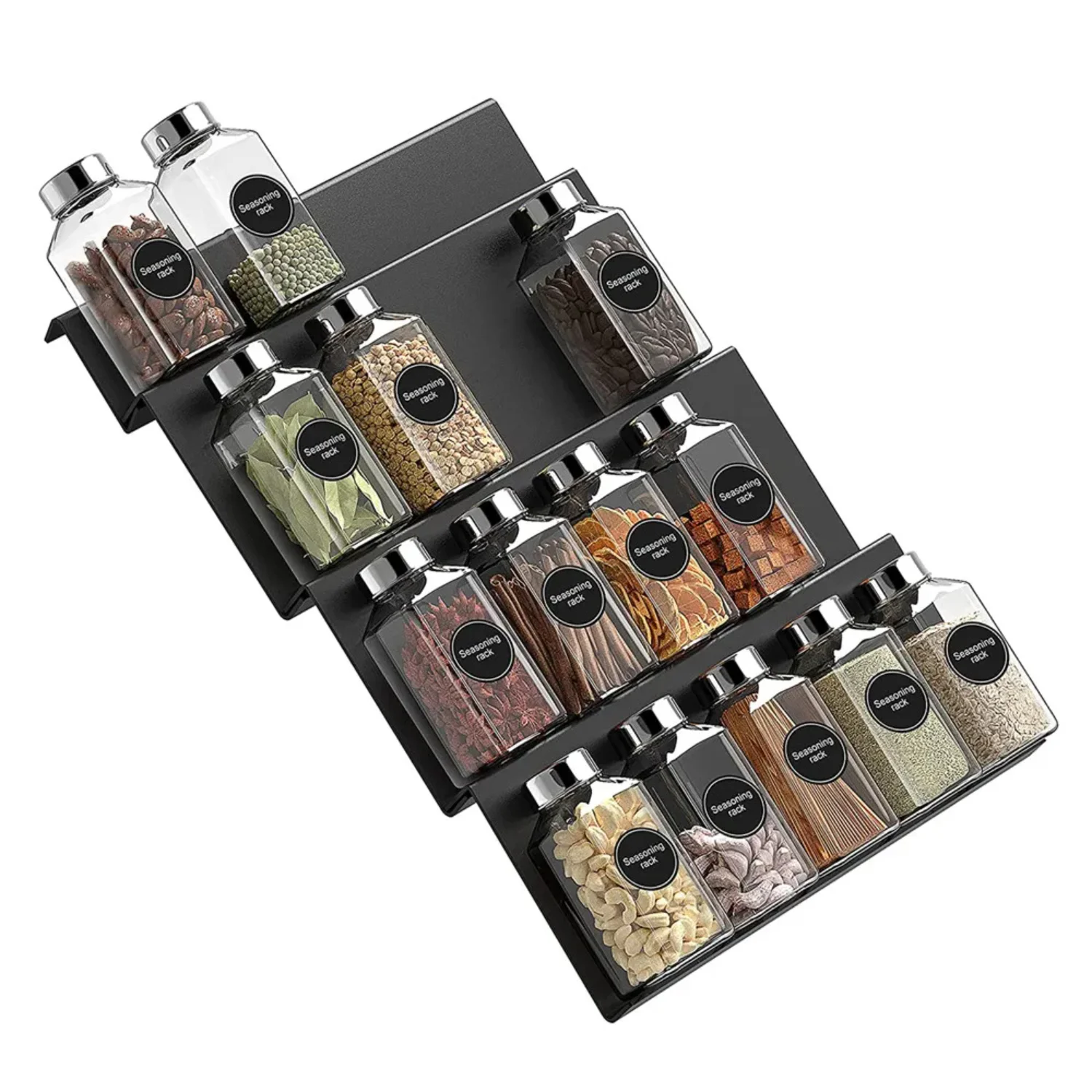 4-Tier Drawer Spice Organizer Expandable Acrylic Spice Rack Tray Seasoning Bottle Rack Pantry Organization Shelf