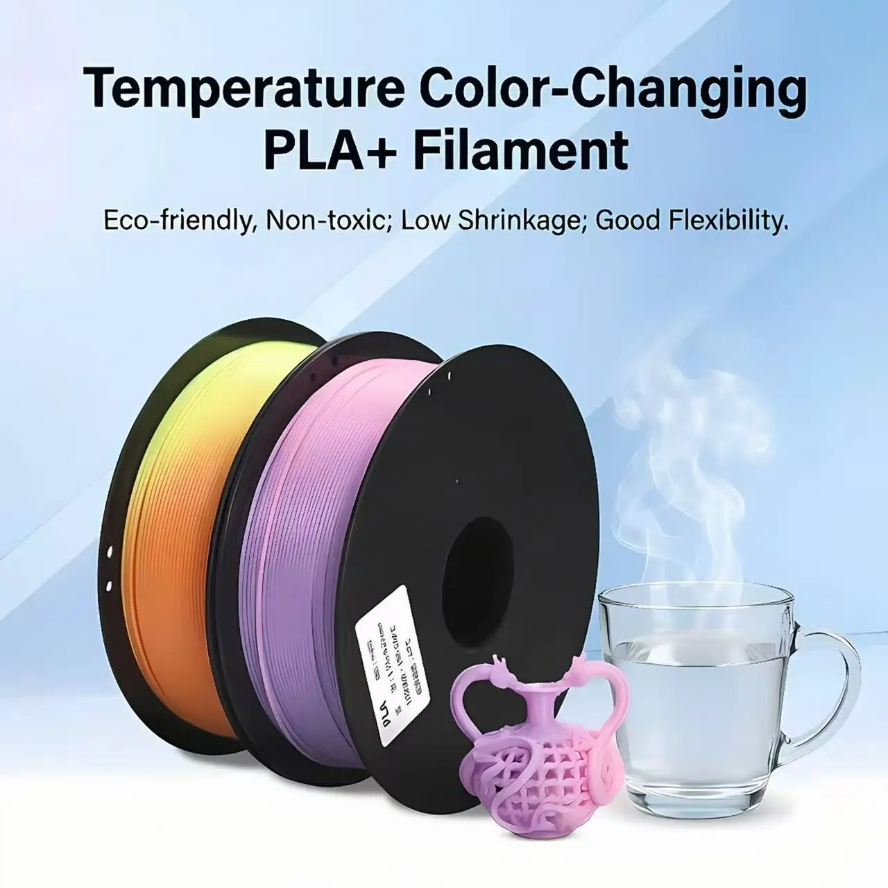 열변색 PLA+ 3D 프린터 필라멘트 1.75mm 1kg 스풀 - 열 활성화 변색, 생분해성, 1.75mm 1KG 직판매