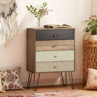 Комод с 4 ящиками, стальные ножки-шпильки в богемном стиле, 60X39X86 см, разноцветный — изображение 2