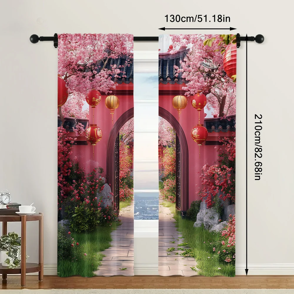 2pc,  Window Drapes Garden6 Polyester,Without Electricity Birthday Party Suitable for Holiday Decorations 6