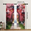 2pc,  Window Drapes Garden6 Polyester,Without Electricity Birthday Party Suitable for Holiday Decorations 6