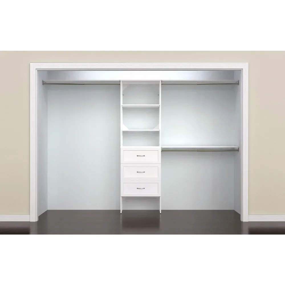 Closet Organizer with Shelves, 3 Drawers, 25-Inch-Pure White 2