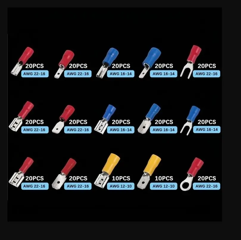 Terminal Connector 280PCS Wiring Cold Crimp Terminals Boxed PVC Insulated Terminal Block Spade Pair Connector