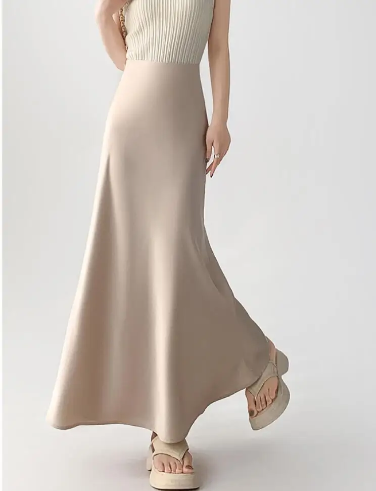 

Юбка-годе Женская атласная средней длины, с завышенной талией