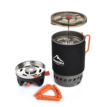 Widesea Camping Coffee Maker Set – 0.9L French Press with Portable Gas Stove for Outdoor Brewing 1