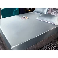WOSTAR Washable satin rayon fitted sheet elastic mattress cover summer bedspread single double bed linens 2 people bedsheet 150 5