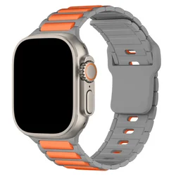 Premium Silicone Watch Strap - Versatile and Stylish Replacement Bracelet for S10-46 45 44 42 49mm (Gray-Orange)