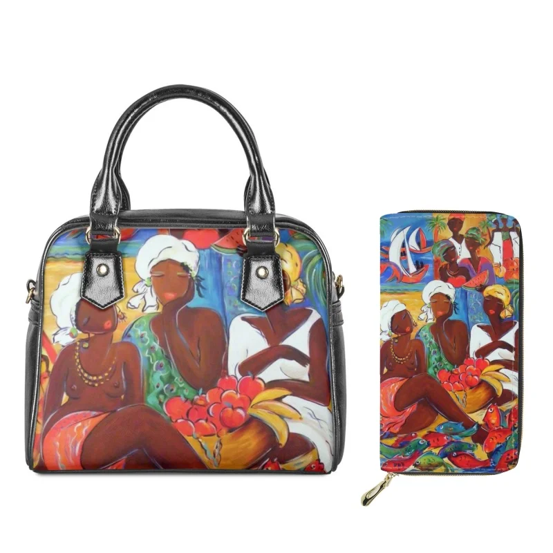 

Twoheartsgirl Africa Women Design Women Messenger Shoulder Bags Leisure Crossbody Bag Portable 2Pcs/Set Top-Handle Sac Purse Set