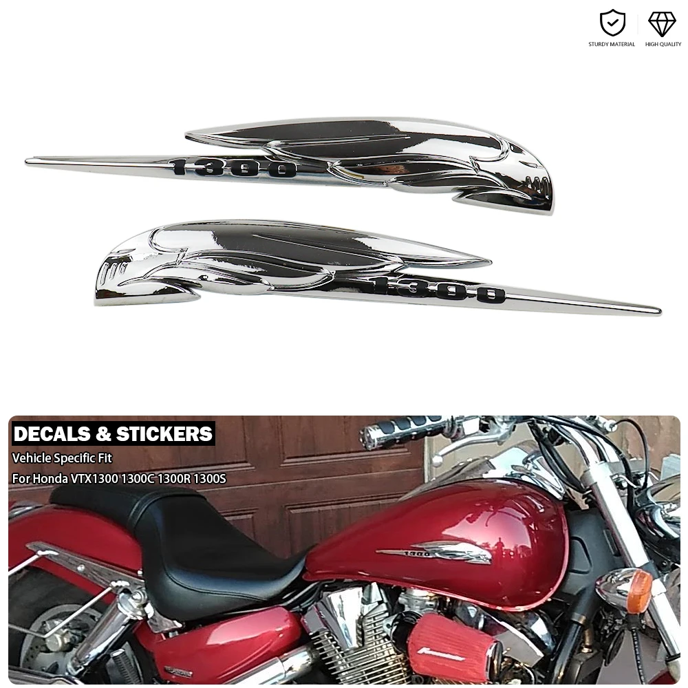 

Значок на топливный бак, наклейки с эмблемой, боковой обтекатель, 3D логотип, хромированные наклейки с отделкой, подходят для Honda VTX 1300 S/C/R/T 1300C 1300R 1300T VTX1300