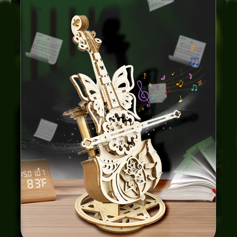 Carillon A Forma Di Violino In Metallo – Mini Strumento Musicale A Corde, Ornamento Da Scrivania, Regalo Per Lei (Carica A Manovella)