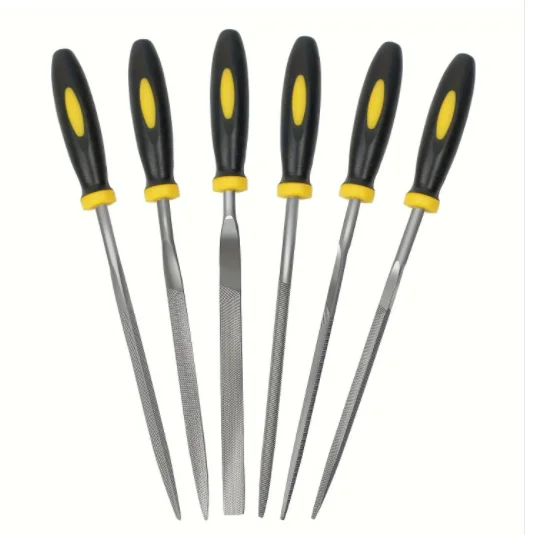 5-teiliges 6-Zoll-Industrie-Stahlfeilen-Set, flach/rund/halbrund/dreieckig/quadratisch, für Metallbearbeitung, Holzbearbeitung, Stahlraspelfeile, flach