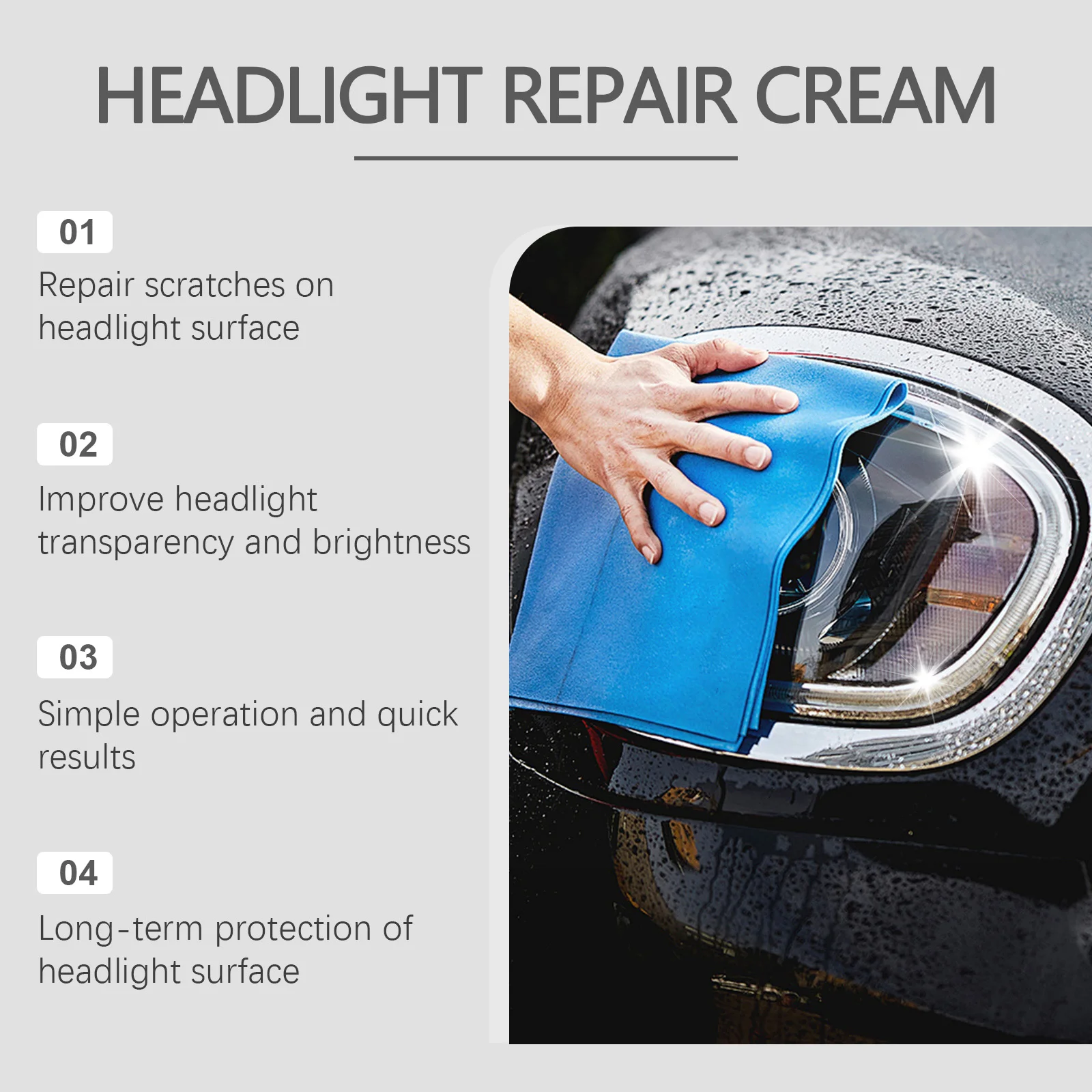 Car Headlight Repair Fluid Headlight Renewal Polish Maintenance Liquid Kit Sponge Cloth Restorative Liquid Polisher