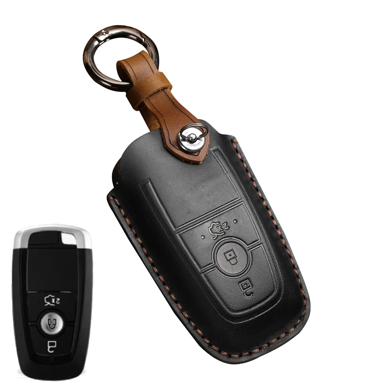 Premium Leather Car Key Case Cover & Keychain Holder